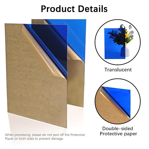 Translucent Blue Acrylic Sheets 8 * 12 inch 1/8" Thick Red Transparent Cast - Image 3