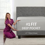 Cal King Fitted Sheet with Deep Pocket by DeaLuxeBedding