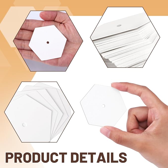 Neworkg 600 PCS Hexagon Piecing Paper Templates, 1.25" White Paper templates - Image 3
