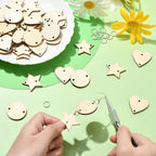 180 pcs 3 Styles Heart Star Theme Unfinished Wood Cutout Charms Flat Round - Image 5