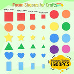 1600Pcs Foam Stickers, 8 Colors Foam Shape Stickers - Image 2