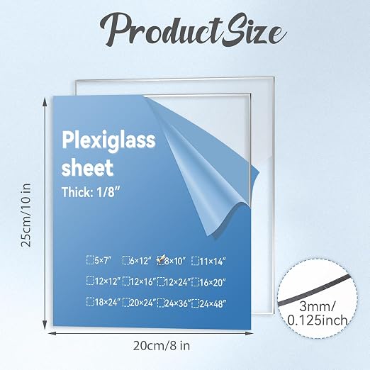 2 Pack Clear Plexiglass Sheets 1/8 inch Thick 8×10In Custom Size Plexiglass - Image 2