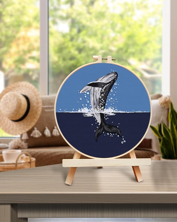 TINDTOP Embroidery Kit for Beginners Adult, Whale Embroidery Practice Kit | - Image 5