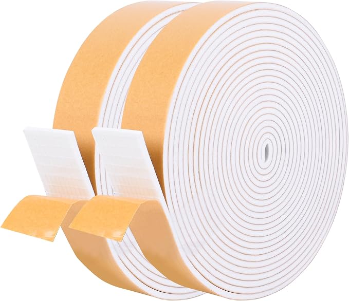 Self-Adhesive Weatherstrip 1in x 1/8in x 33Ft High Density Foam Insulation by Kikerike