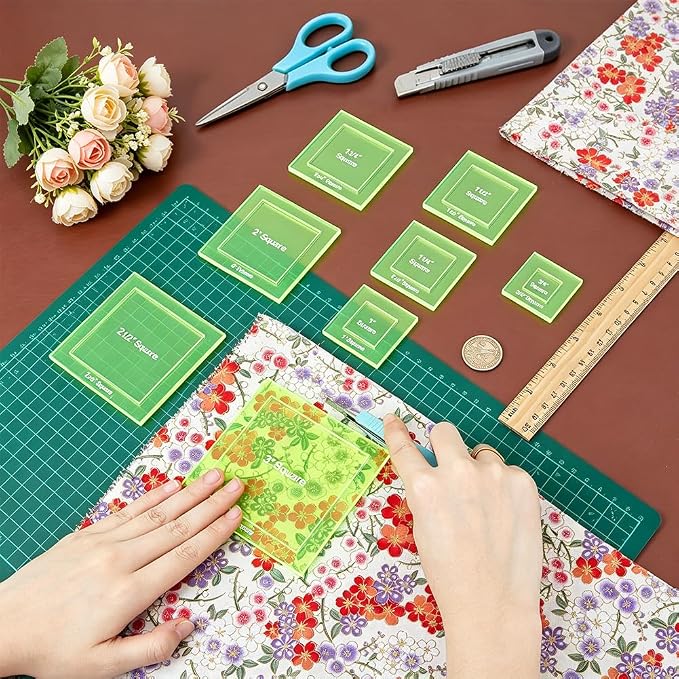 BENECREAT 16 Pcs Square Quilting Template, Acrylic Intricate Sewing Machine - Image 3