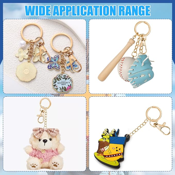 Glarks 125pcs Golden Keychain Making Kit, Keychain Craft Supplies Including Key - Image 5