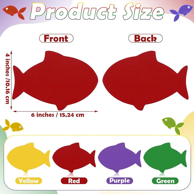 Ireer 48 Pcs Large Foam Fish Cutouts 6 Inch Colorful Fish Shapes Classroom - Image 2