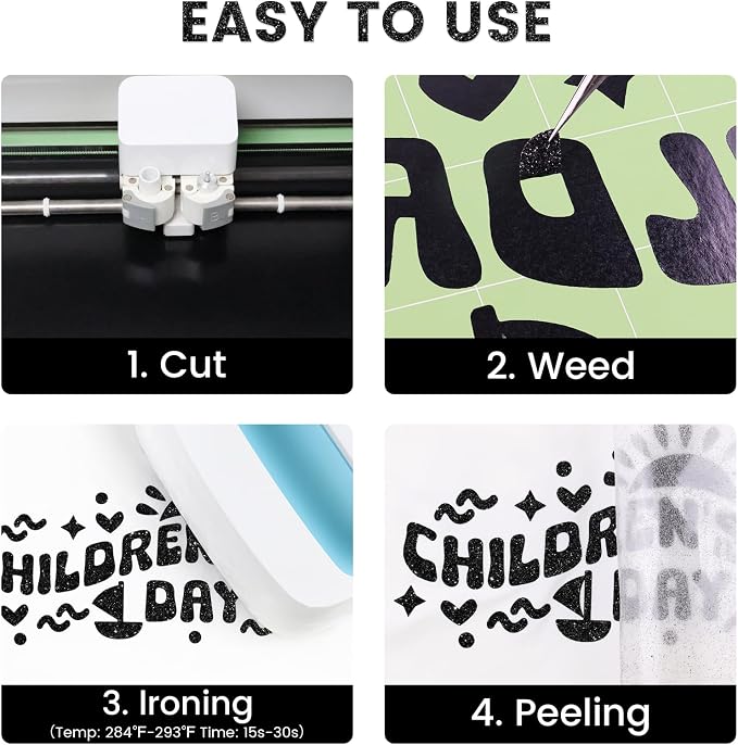Glitter HTV Heat Transfer Vinyl, Sparkle HTV Compatible - Image 3