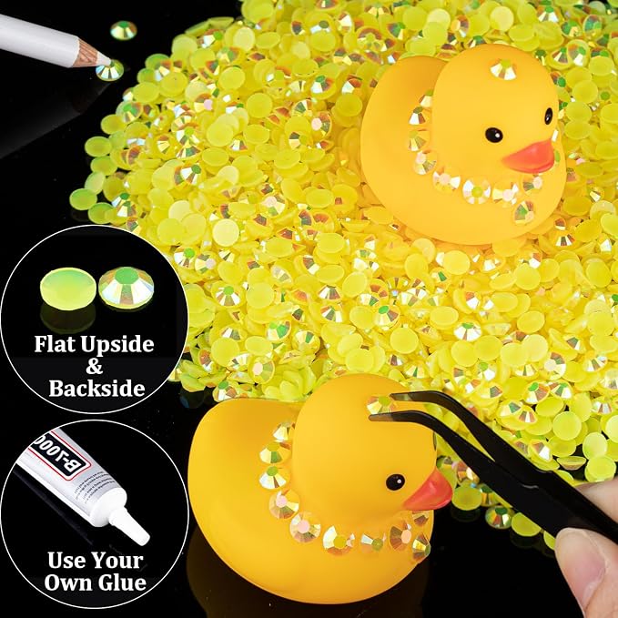 5000pcs 3mm Resin Rhinestones Bulk, Lemon Yellow AB Flatback Round Jelly - Image 5