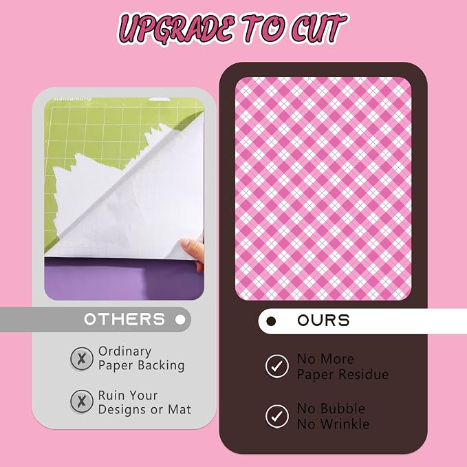 Tintnut Black Pink Plaid Permanent Vinyl, waterproof, easy peel & stick - Image 4