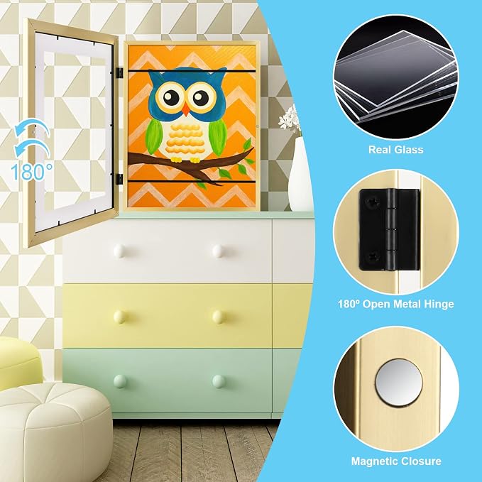Kids Art Frames, 11x14 Front Opening Kids Artwork Frames Changeable, Holds 50 - Image 5