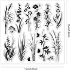 GLOBLELAND Plants Silhouettes Clear Stamps 5.91x5.91 inch Wildflowers Grass - Image 6