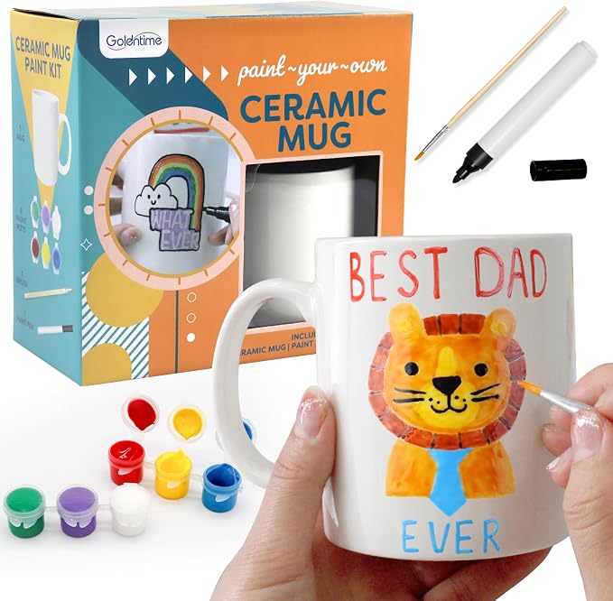 Paint Your Own Mug Kit for Adult Kids Craft Art Activity Plain Blank White - Image 9