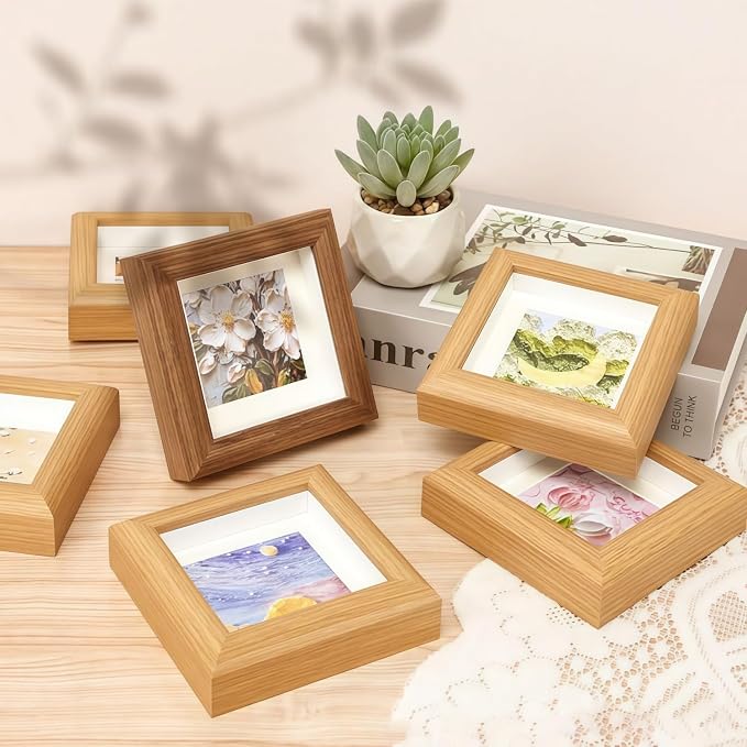 4x4 Shadow Box Picture Frame Real Glass Front, Small Shadow Box Frame Display - Image 5