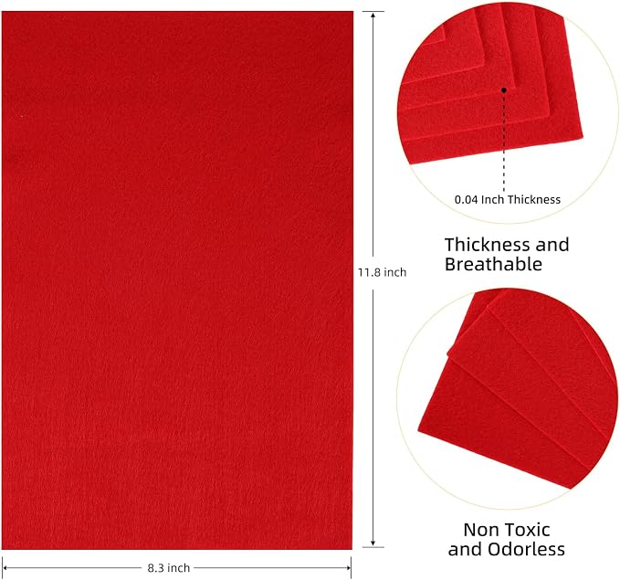 HaoFeiJH Red Felt Fabric Sheets - Image 2