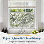 rabbitgoo Frosted Glass Window Privacy Film, Wave Pattern, 17.5" x 78.7" | - Image 2