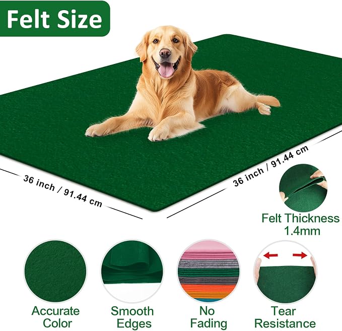 XSEINO Moss Green Large Felt Fabric 36" X 36 ", 1.4 mm Thick Soft Felt Fabric - Image 2