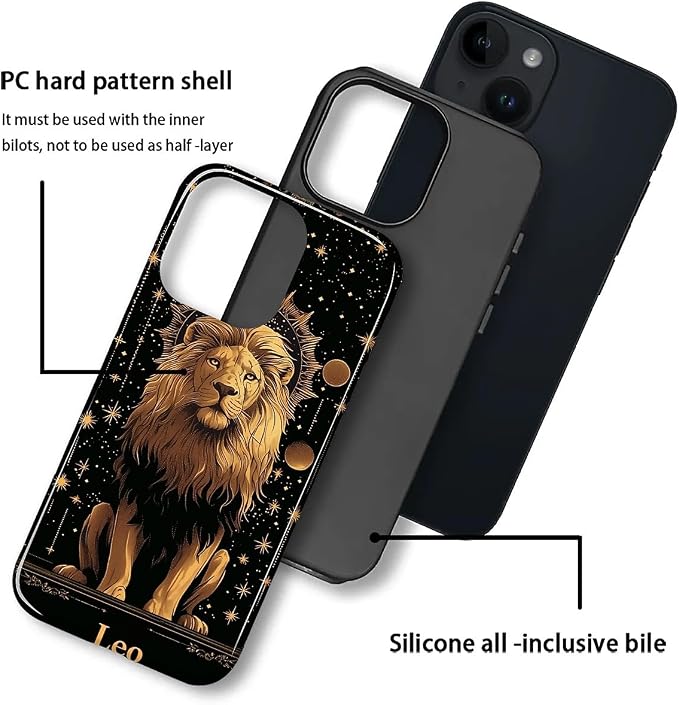 ZHEGAILIAN Case for iPhone 13 14, Galaxy Lion Gold Durable Shockproof Silicone - Image 2