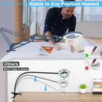 10X Magnifying Glass with Light and Clamp, Real Glass Stand Lighted Magnifier - Image 6