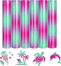 Tintnut Green Pink Gradient Heat Transfer Vinyl, Ombre pattern, PU HTV Sheets by Tintnut