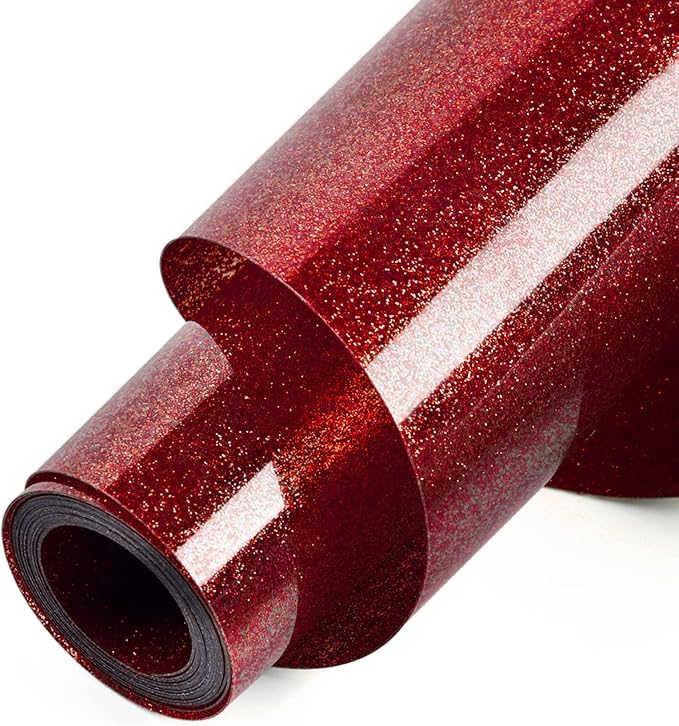 HTVRONT Red Glitter Heat Transfer Vinyl, Iron on Vinyl by HTVRONT