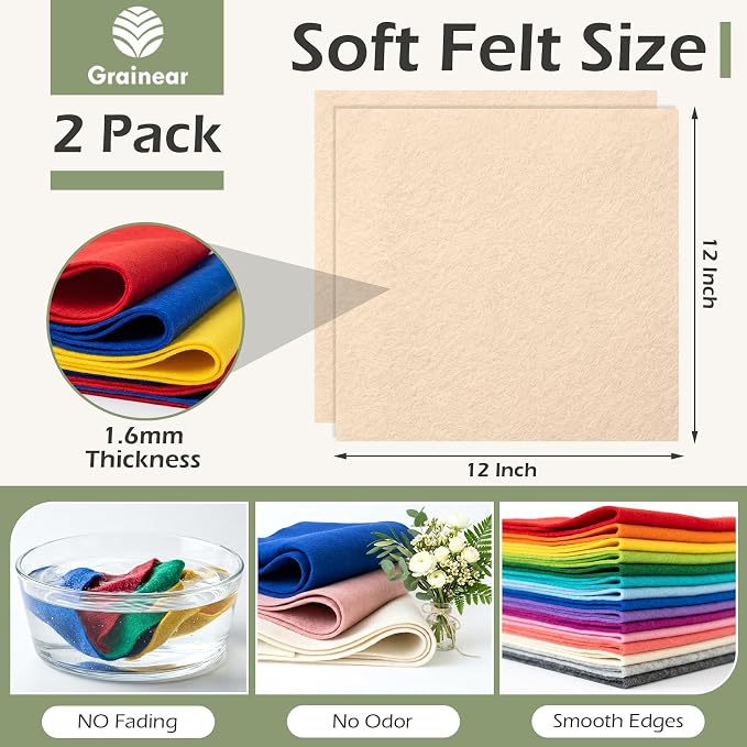 Nude Tones Soft Felt Sheets for Crafts, 1.6mm Thick, Handmade Crafts, DIY - Image 3