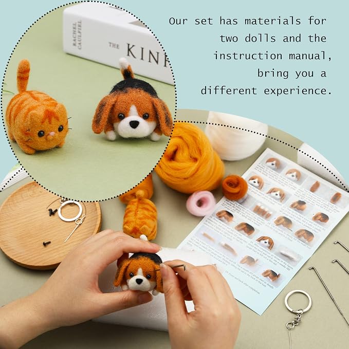 SHWAKK Needle Felting Kit, Felting Pad, Felting Wool, Felting Needles, Keychain - Image 4