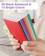 Dynta Small Notebook Bulk 60 Packs A6 Mini Sketchbooks Blank Page Colorful Cover - Image 2