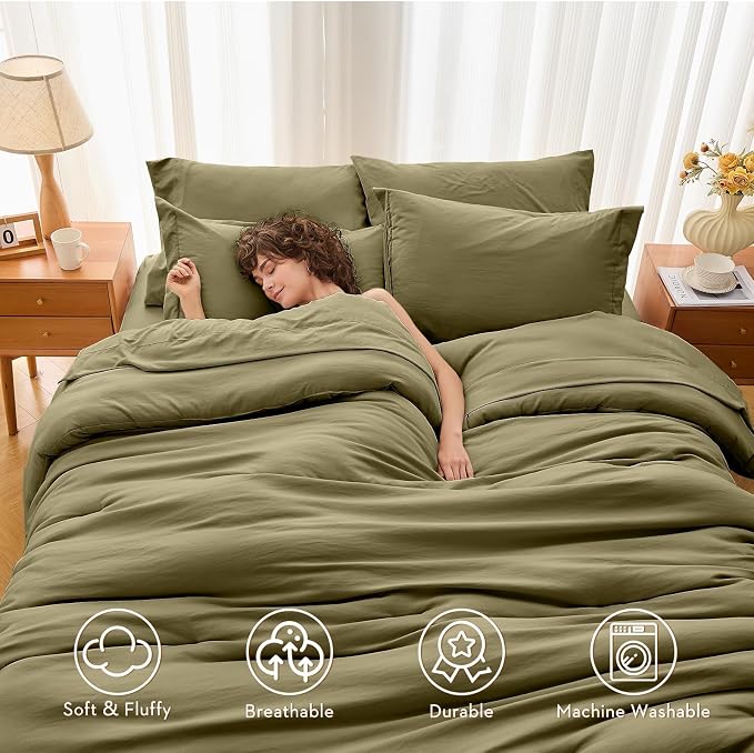 MUXHOMO 7 Pieces King Comforter Set, Soft Bed in a Bag King Size, All Season - Image 2