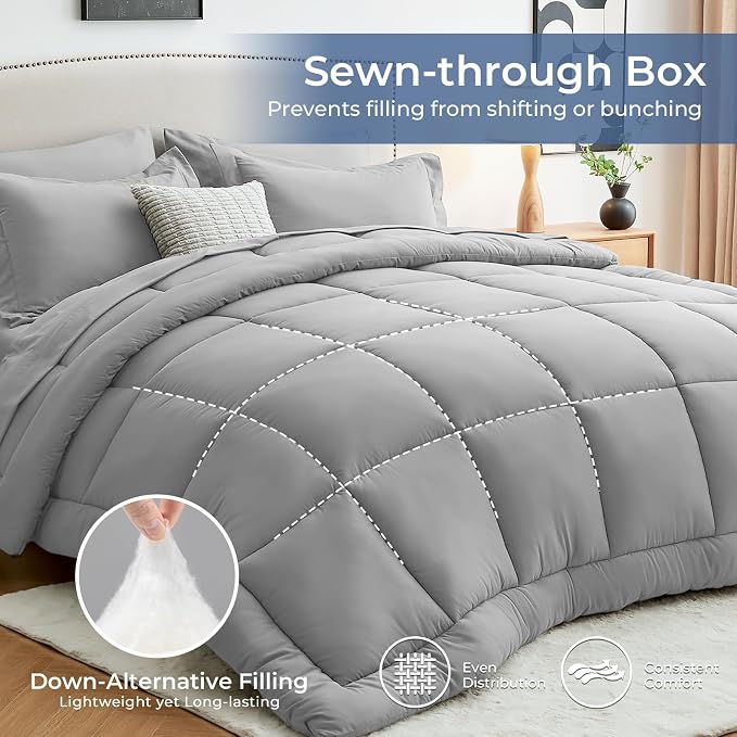 Sasttie Twin Comforter Set, 5 Pieces Bed in a Bag Twin, Complete Bedding Set - Image 3
