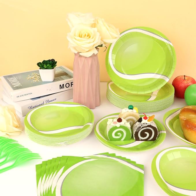 Qyeahkj 50 Guests Tennis Plates and Napkins Party Supplies Tennis Ball Birthday - Image 5