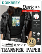 Heat Transfer Paper 20 Sheets, 8.5" X 11" Dark Iron On Transfer Paper | by DOIKBEEY
