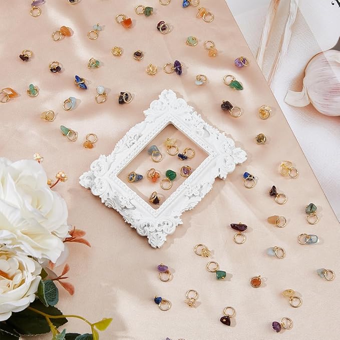 SUPERFINDINGS 84Pcs 7 Colors Natural Stone Pendants Mixed Gemstone Charms - Image 5