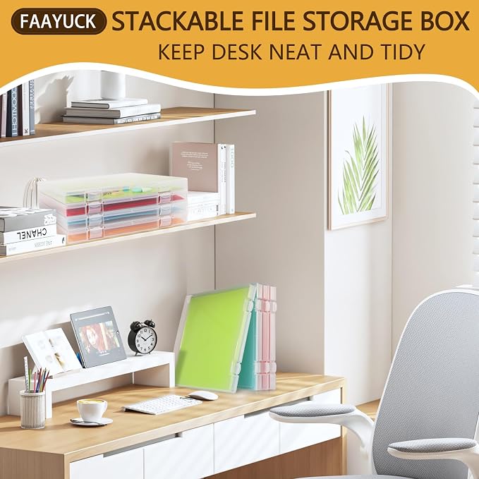 12x12 Inch Scrapbook Paper Storage, 4 Pack Plastic Paper Storage Box - Image 5