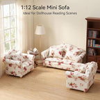 Dollhouse Couch with Pillow 1 12 Scale Miniature Sofa Arm Chair Living Room - Image 7