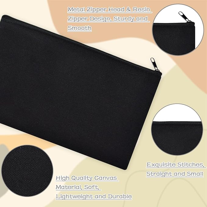 ZeeDix Canvas Zipper Pouch Bulk – 8.3 x 5 Inches Cotton Canvas Pouches - Image 3