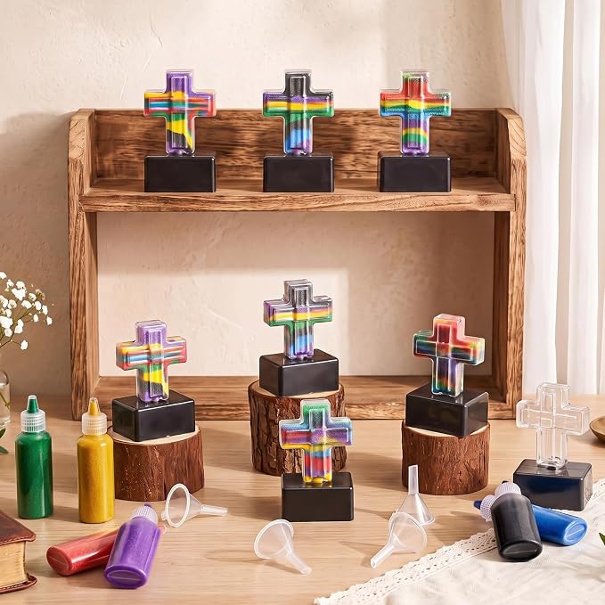 Teyva Daily Sand Art Crosses Crafts Faith Kit Bulk 24 Crosses Bottles 12 - Image 4