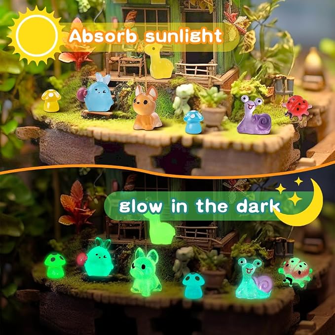 DIYDEC 206pcs Mini Luminous Resin Animals, Miniatures Glow in The Dark Toys - Image 4