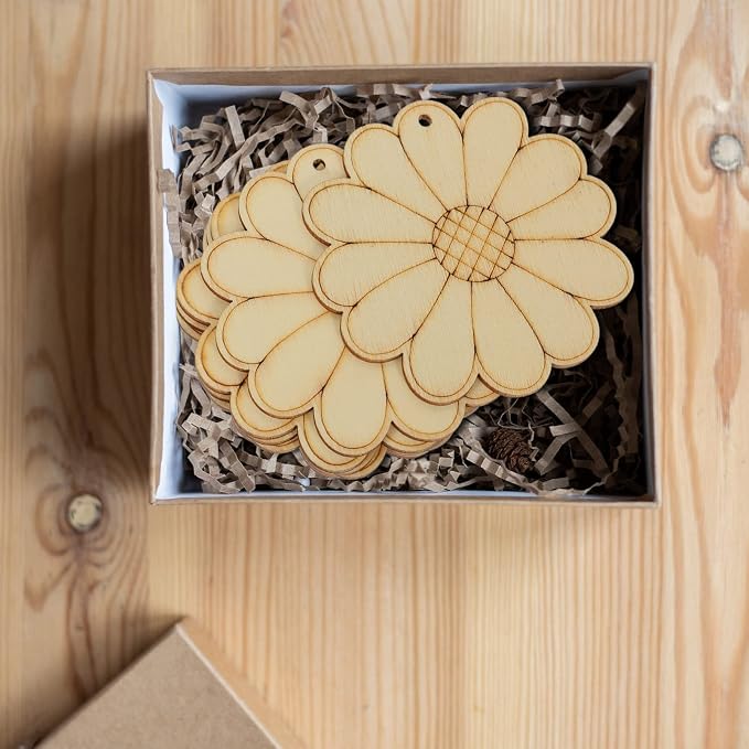 Sewroro 50sets Unfinished Wood Cutouts Blank Craft Shapes - Image 8