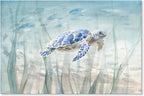 Ocean Wall Decor Blue Turtle Canvas Art Sea Grass Pictures Coastal Print by JAPOART