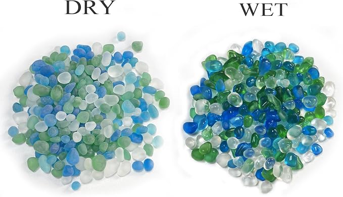 Glass Stones, 0.85LB/385g Mix Blue Green White Glass Rocks - Image 2