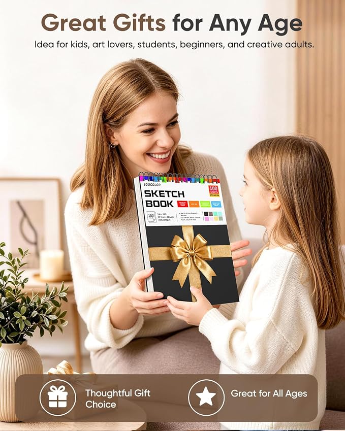Soucolor 9x12 Hardcover Sketch Book Thick Sketchbook Drawing Paper - Image 7