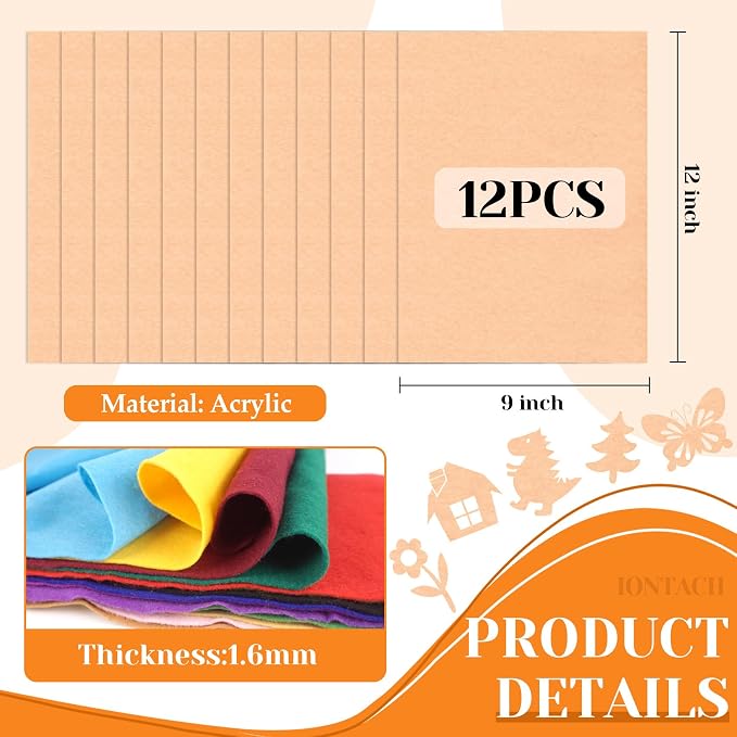 IONTACH 9" X 12" Felt Fabric Sheets 1.6mm Thick | Soft Felt - Image 3