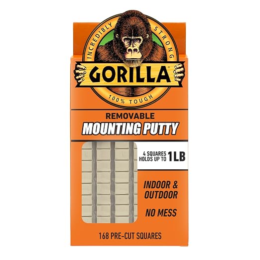 Gorilla Removable Mounting Putty Reusable & Repositionable Adhesive 168 Count by Gorilla