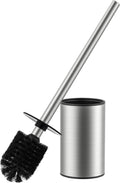 FORIOUS Toilet Brush and Holder Set, 304 Stainless Steel Heavy Duty Base and Handle for Bathroom Deep Cleaning, Toilet Bowl Cleaners Brush with Holder, Space Saving for Storage, Stainless Steel