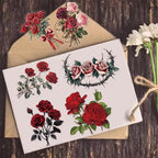 50 Pcs Vintage Red Rose Stickers - Image 3