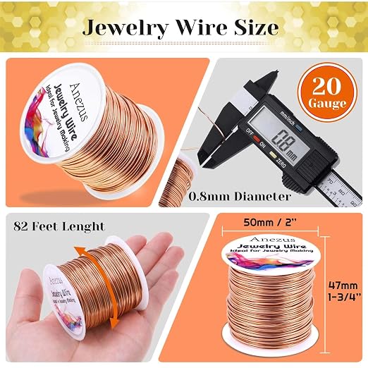 anezus 20 Gauge Jewelry Wire, 28 Yards Craft Wire Tarnish Resistant Copper - Image 2