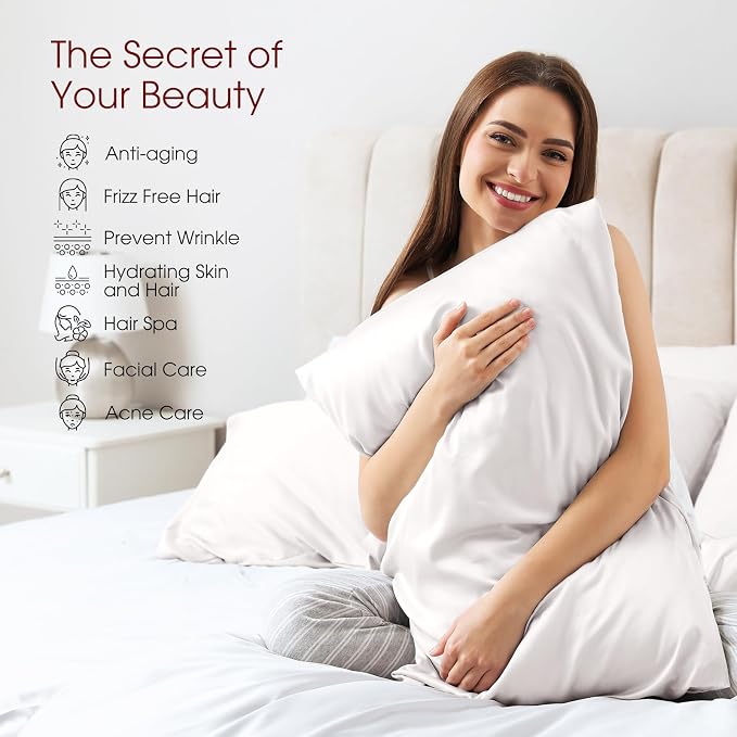 100% Silk Pillow Cases 2 Pack Standard Size Mulberry Silk Pillowcase - Image 3
