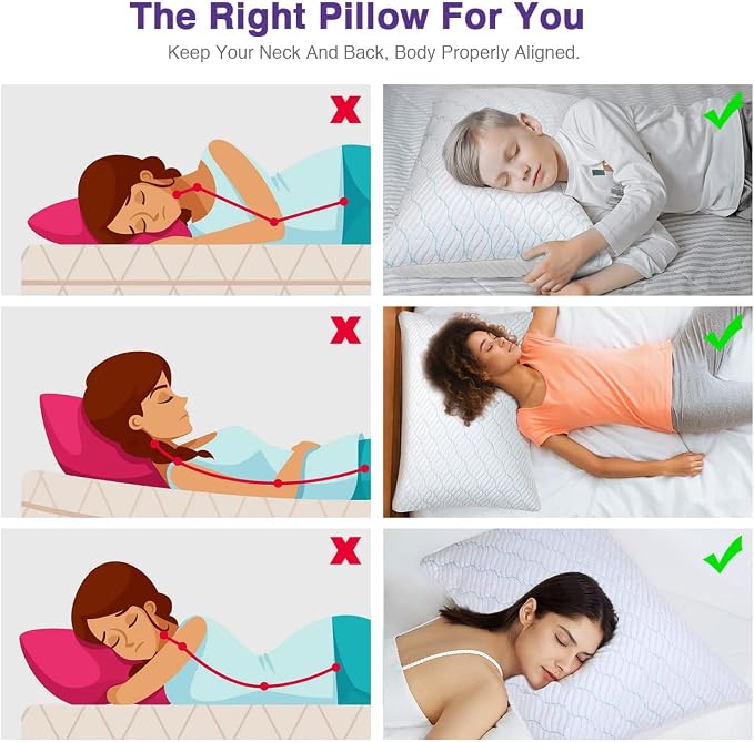 WISHSMILE Cooling King Size Pillows Set of 4, Shredded Memory Foam Pillows - Image 5