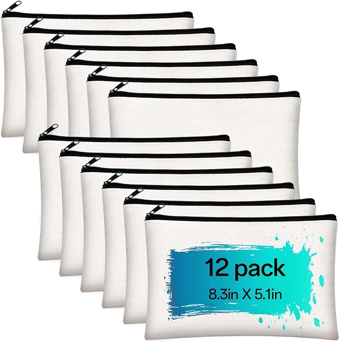 ZeeDix Canvas Zipper Pouch Bulk – 8.3 x 5 Inches Cotton Canvas Pouches by ZeeDix